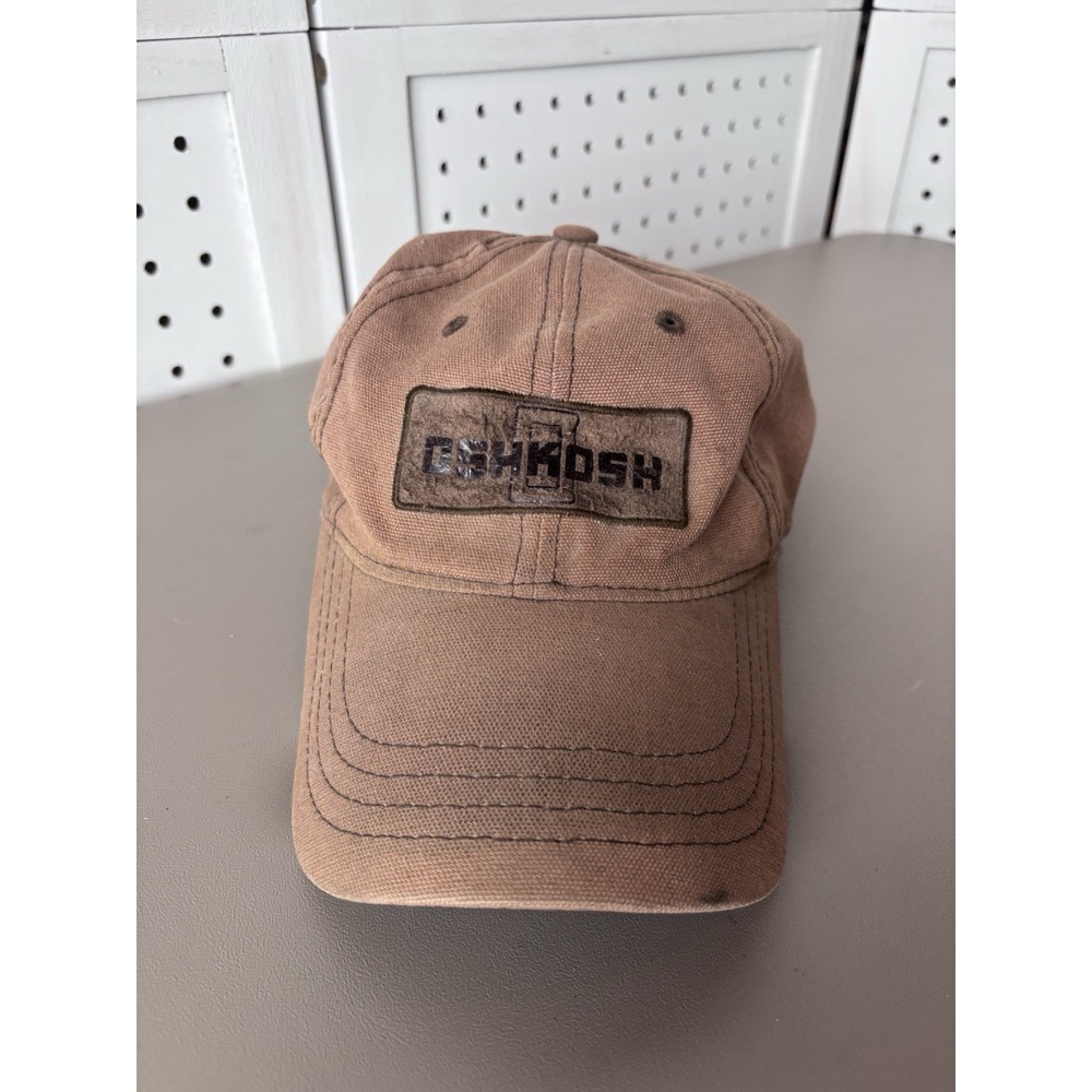 VTG Oshkosh Strapback Baseball Hat Cap Brown K-Products Adult One Size